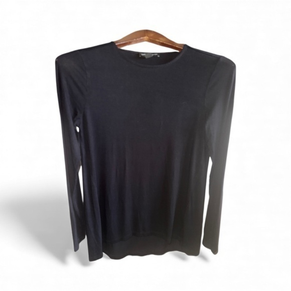 Saks Fifth Avenue Women’s Size XS Plain Black Long Sleeve Tee Solid T-Shirt Top